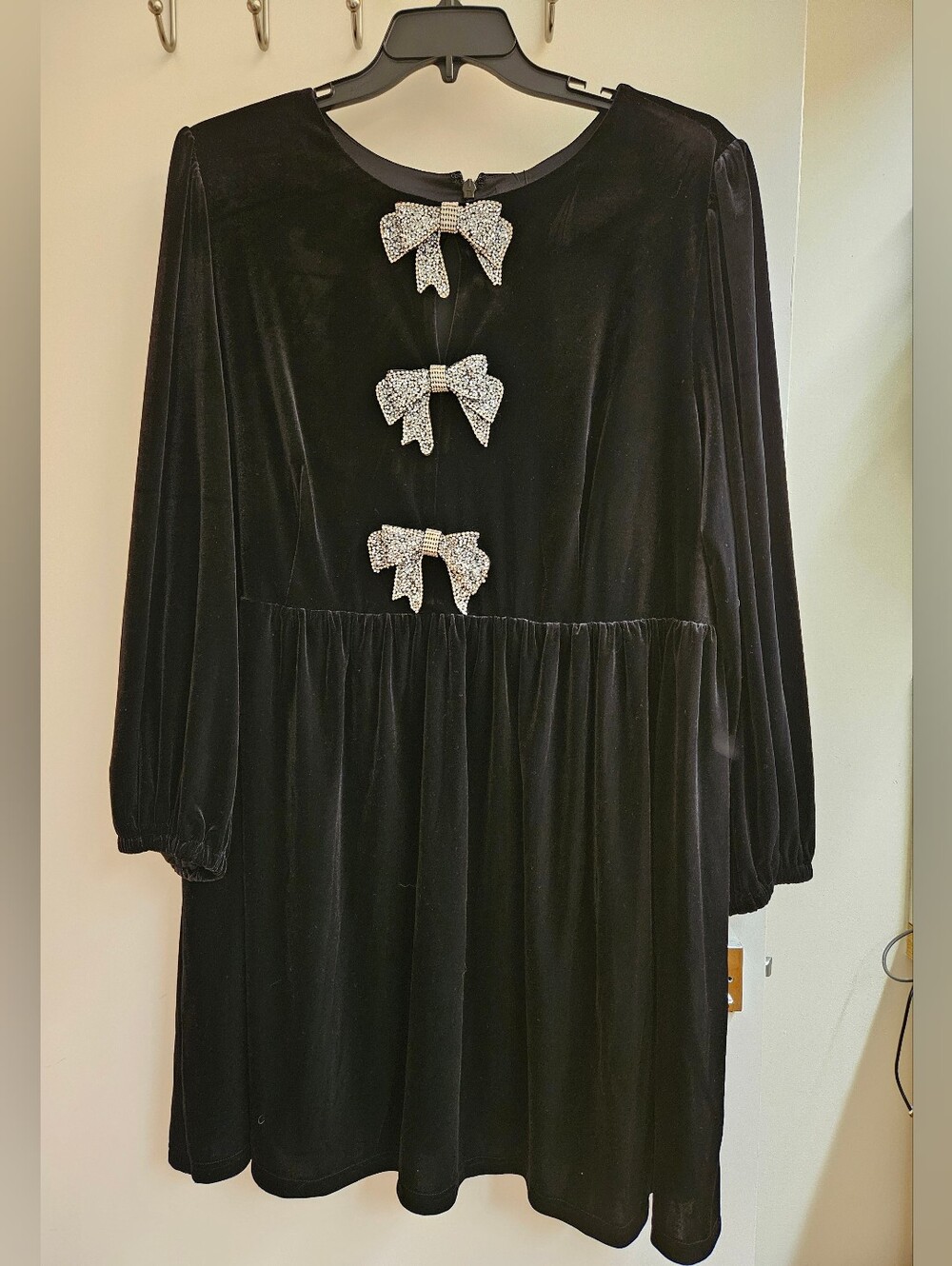 Sugarlips Curve Black Velvet Rhinestone Bow Mini Dress 3X NWT - Picture 1 of 4